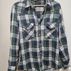 Mens Medium Plaid Pearl snap